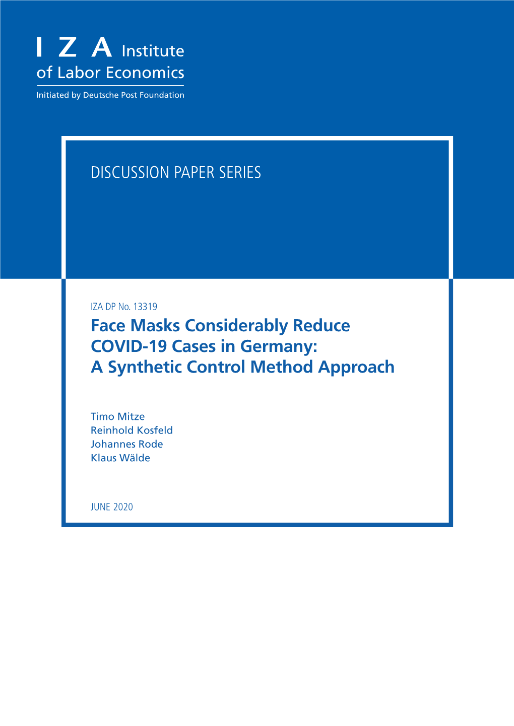 Face Masks Considerably Reduce COVID-19 Cases in Germany: a Synthetic Control Method Approach