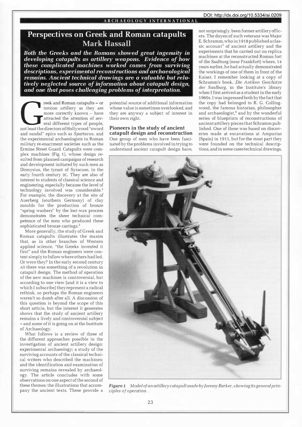 Perspectives on Greek and Roman Catapults Mark Hassall