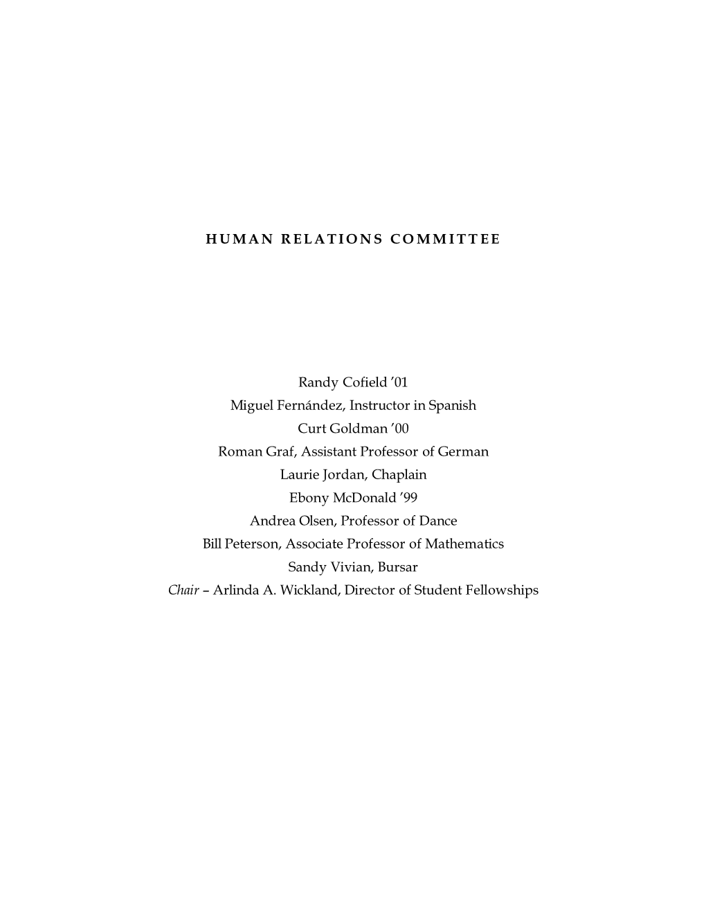 Human Relations Report on Diversity (1999)