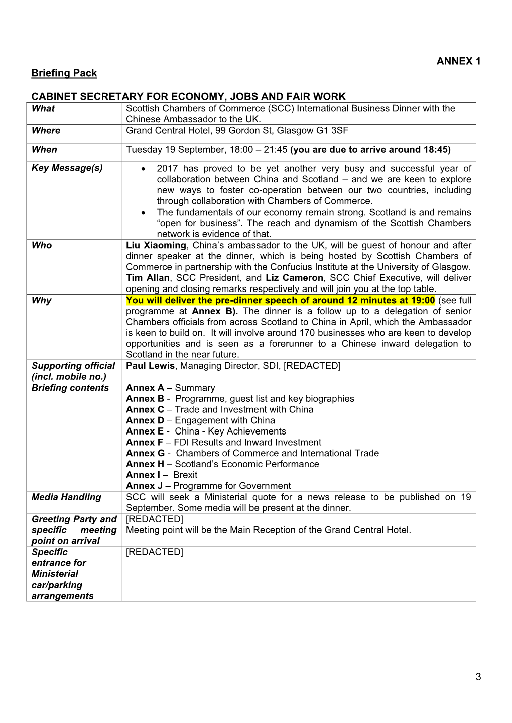 3 ANNEX 1 Briefing Pack CABINET SECRETARY for ECONOMY