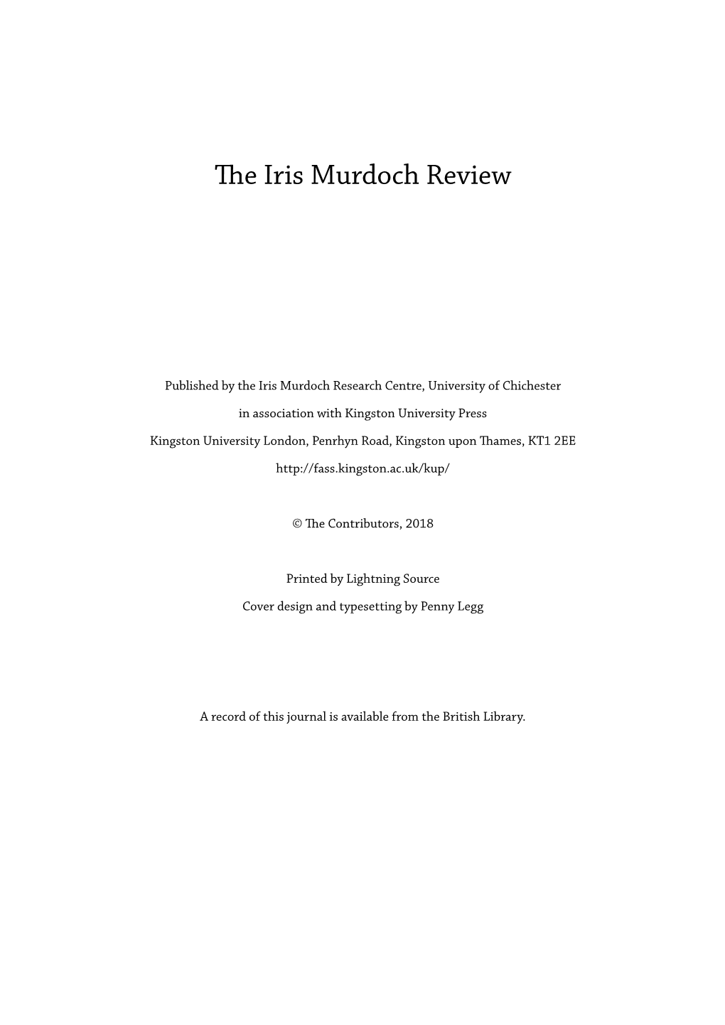 The Iris Murdoch Review