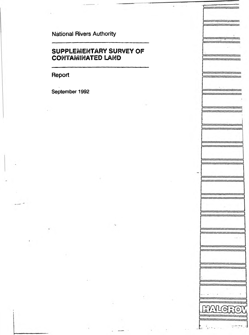 SUPPLEMENTARY SURVEY of CONTAMINATED LAND Report