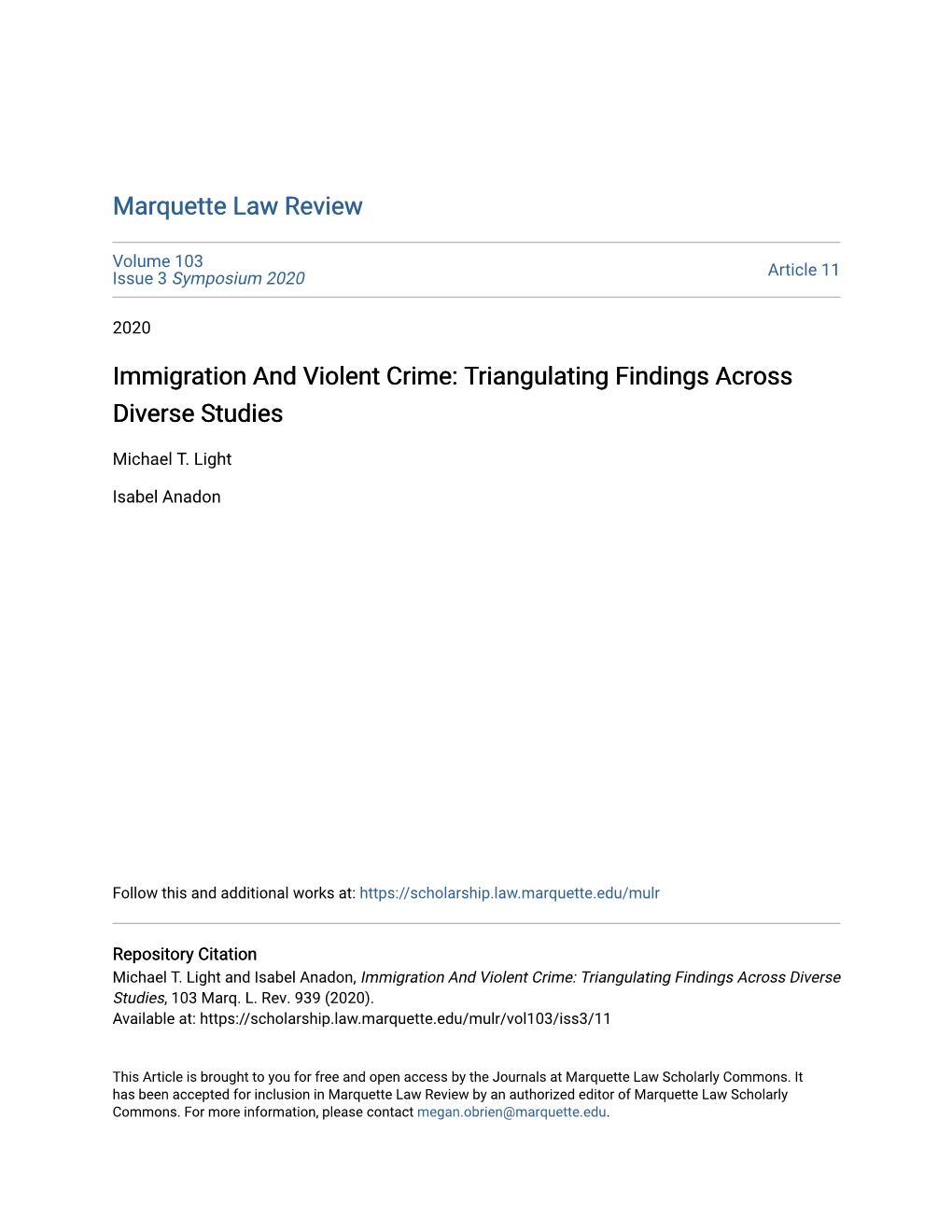 Immigration and Violent Crime: Triangulating Findings Across Diverse Studies