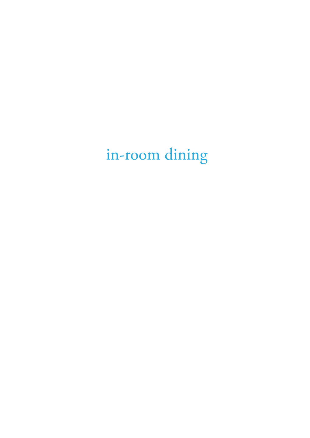 In Room Dining Menu