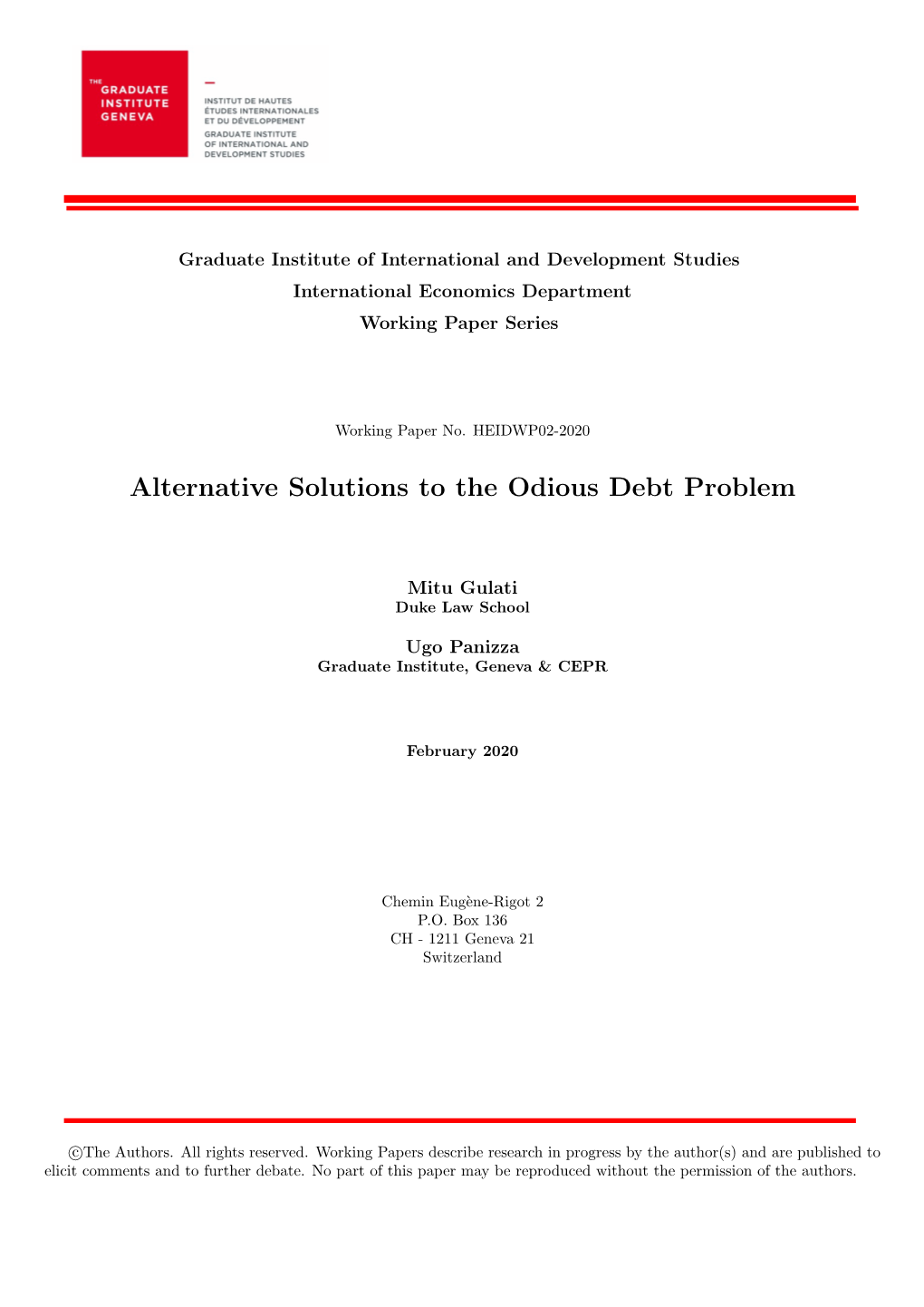 Alternative Solutions to the Odious Debt Problem