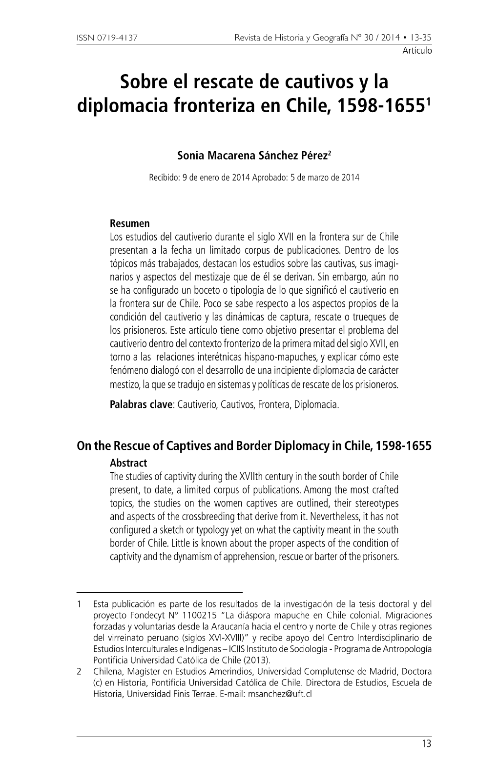 Sobre El Rescate De Cautivos Y La Diplomacia Fronteriza En Chile, 1598-16551