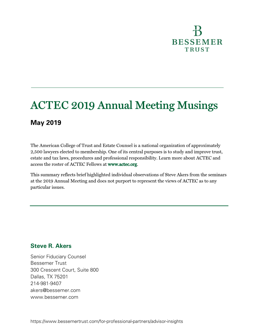 ACTEC 2019 Annual Meeting Musings
