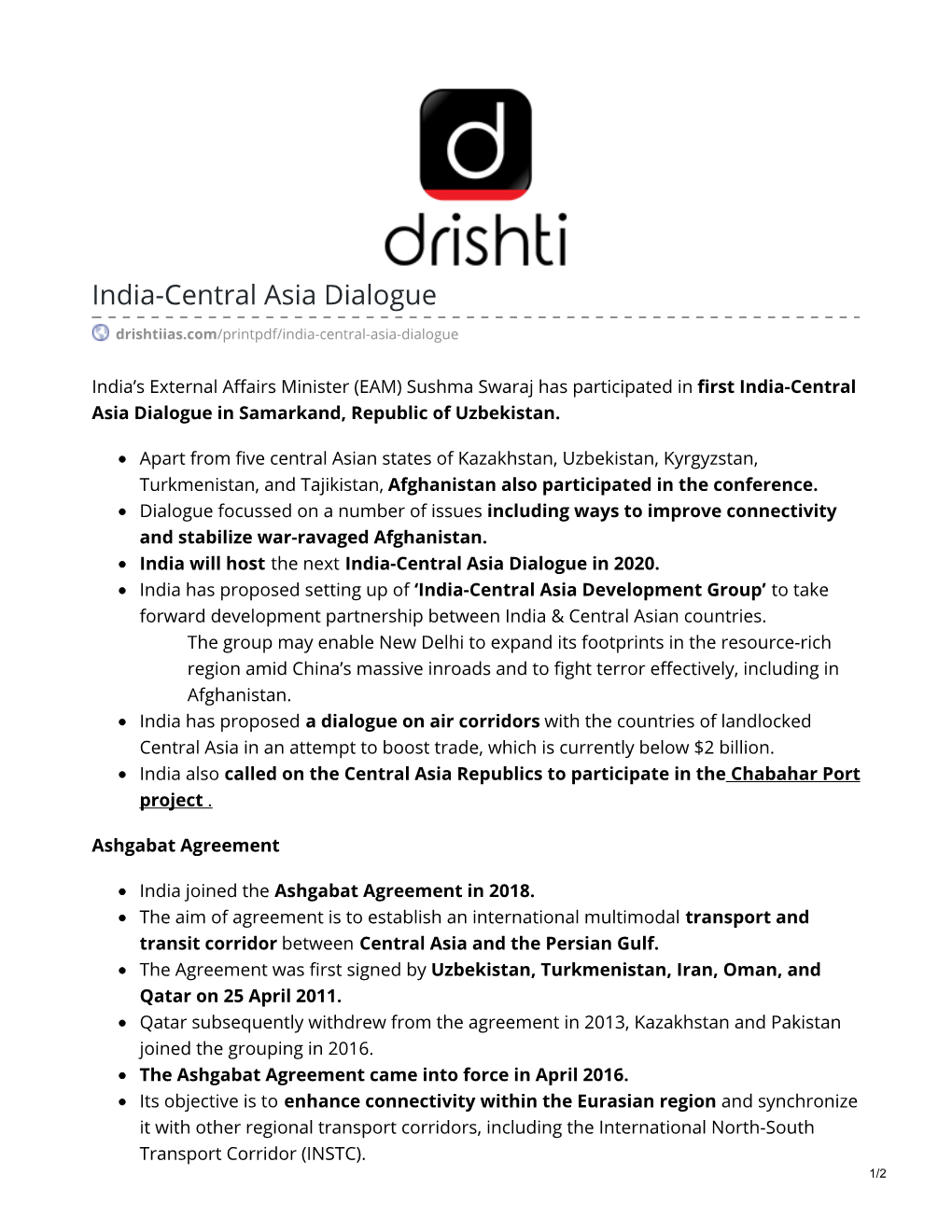 India-Central Asia Dialogue