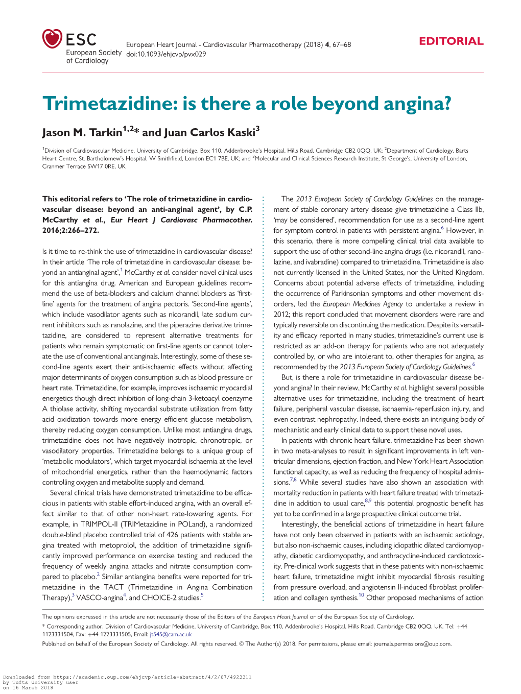 Trimetazidine: Is There a Role Beyond Angina?