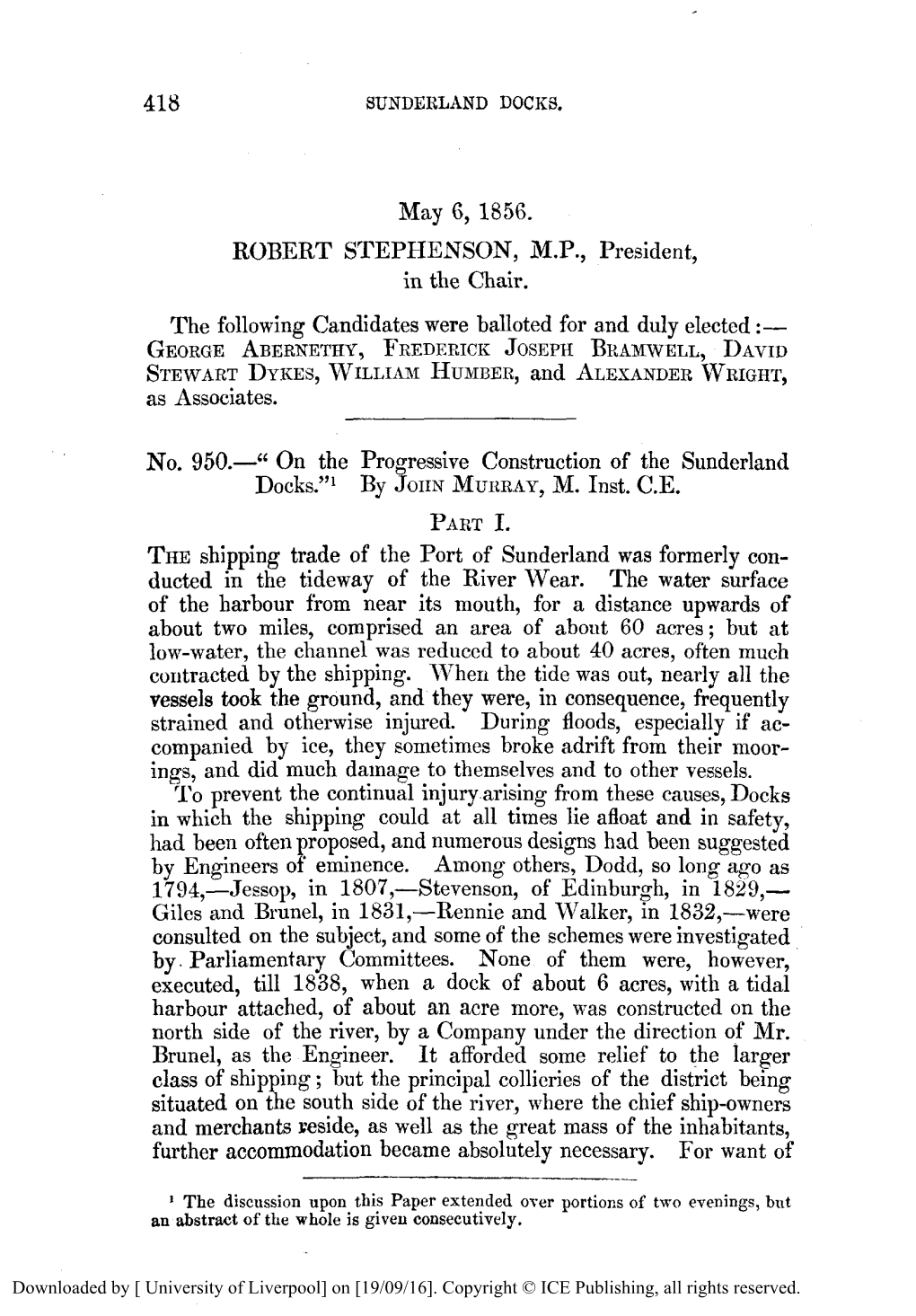 On the Progressive Construction of the Sunderland Docks.