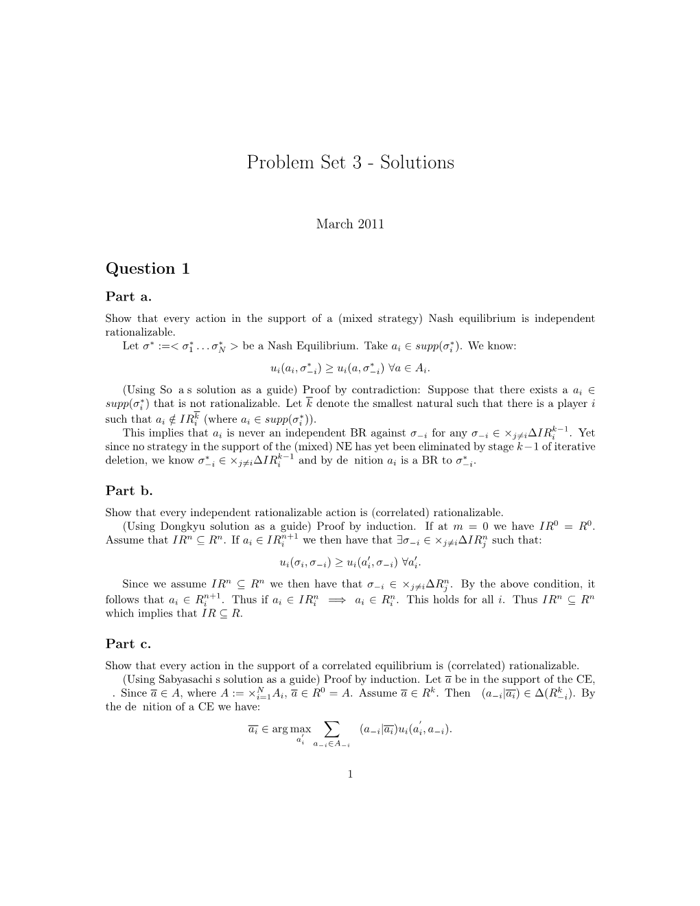 Problem Set 3 - Solutions