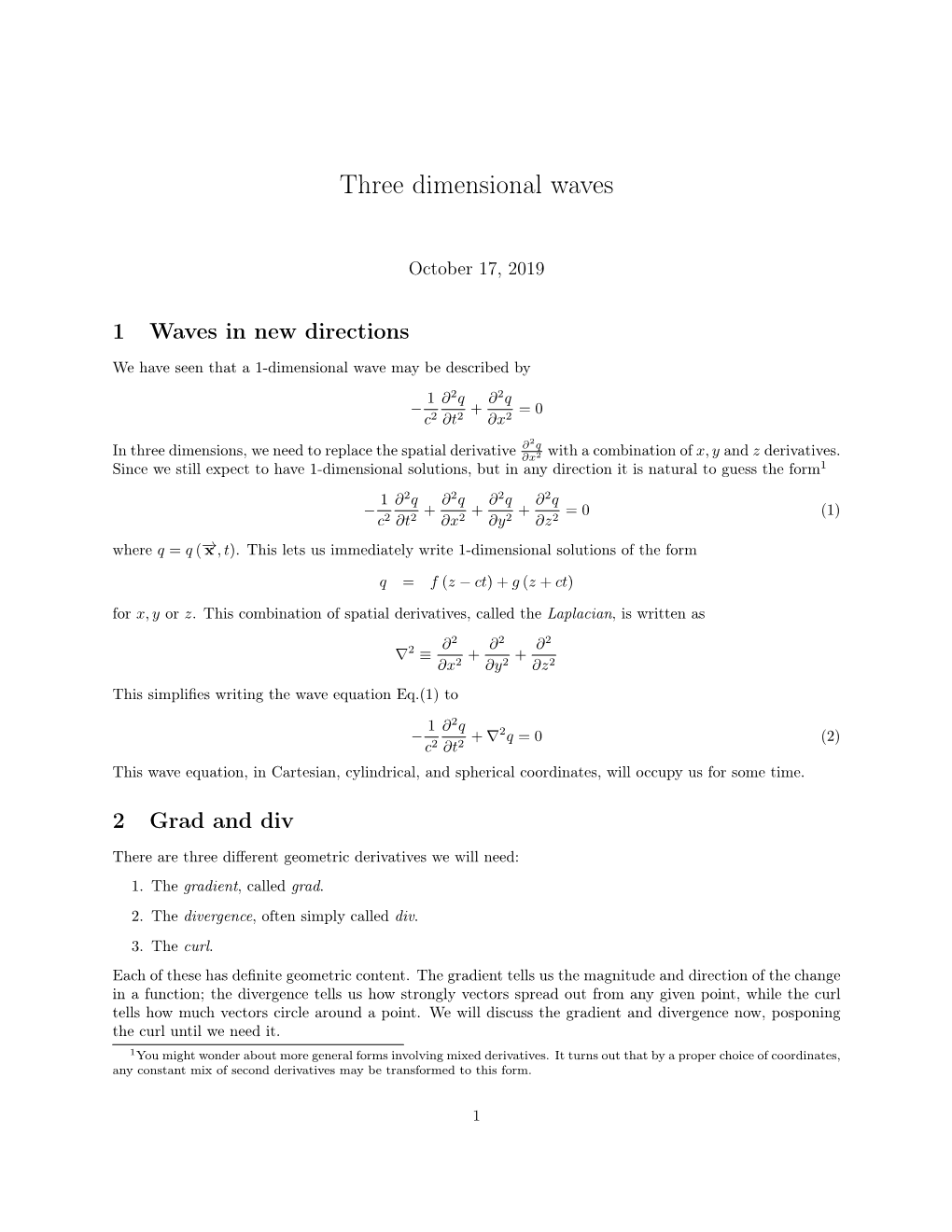 Three Dimensional Waves