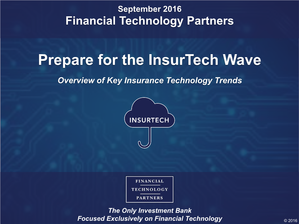 Prepare for the Insurtech Wave