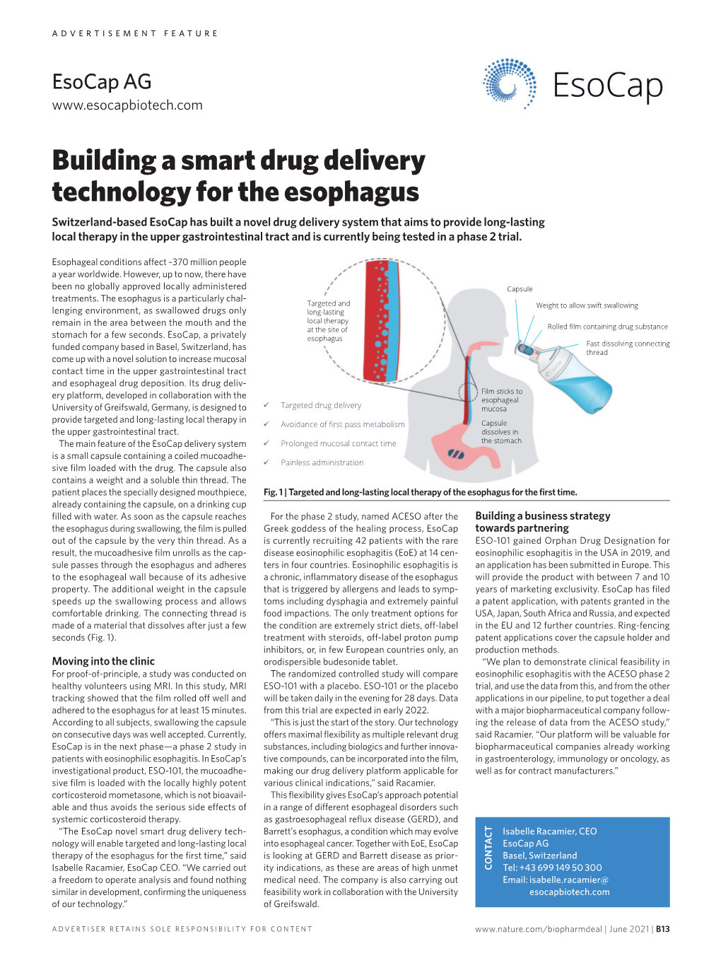 Building a Smart Drug Delivery Technology for the Esophagus