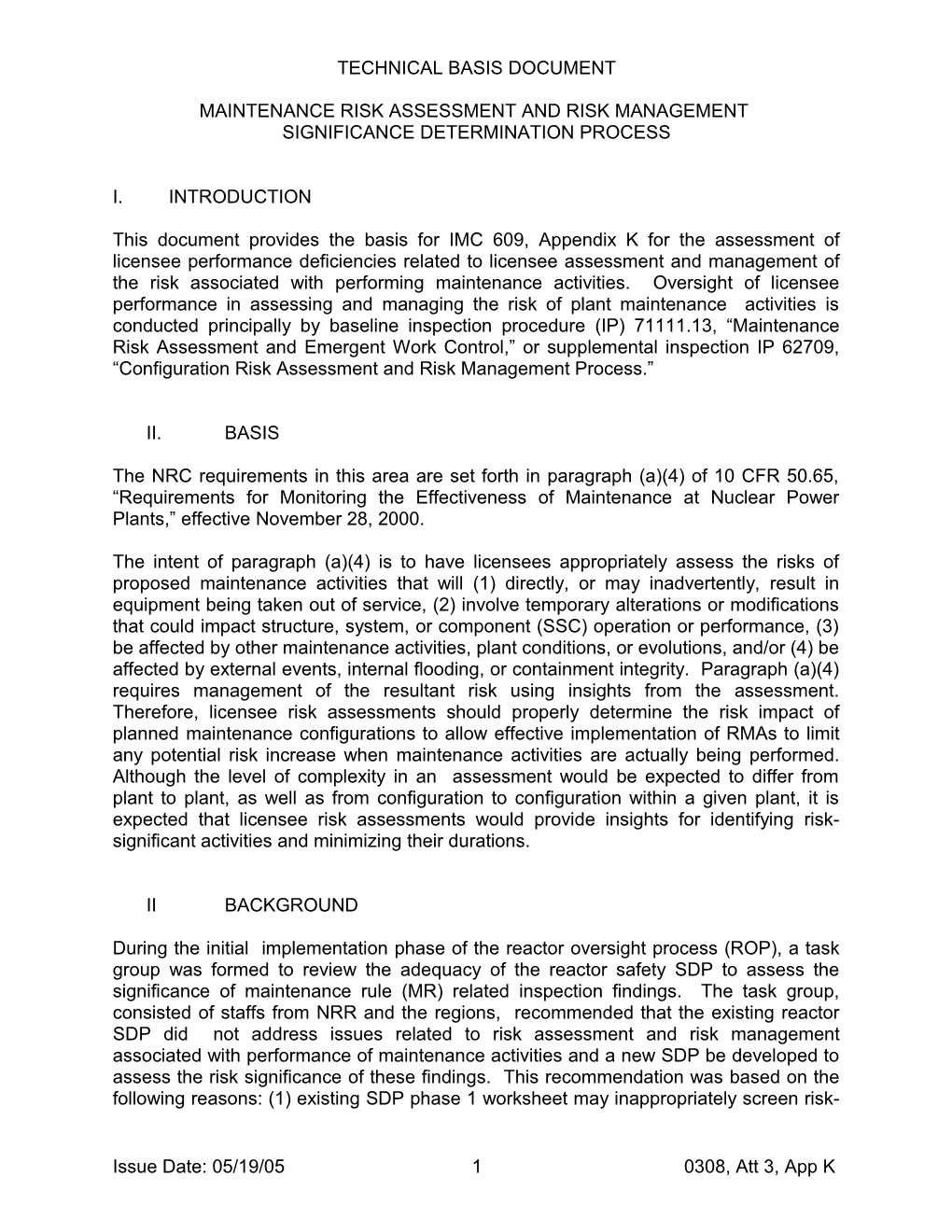 Technical Basis Document