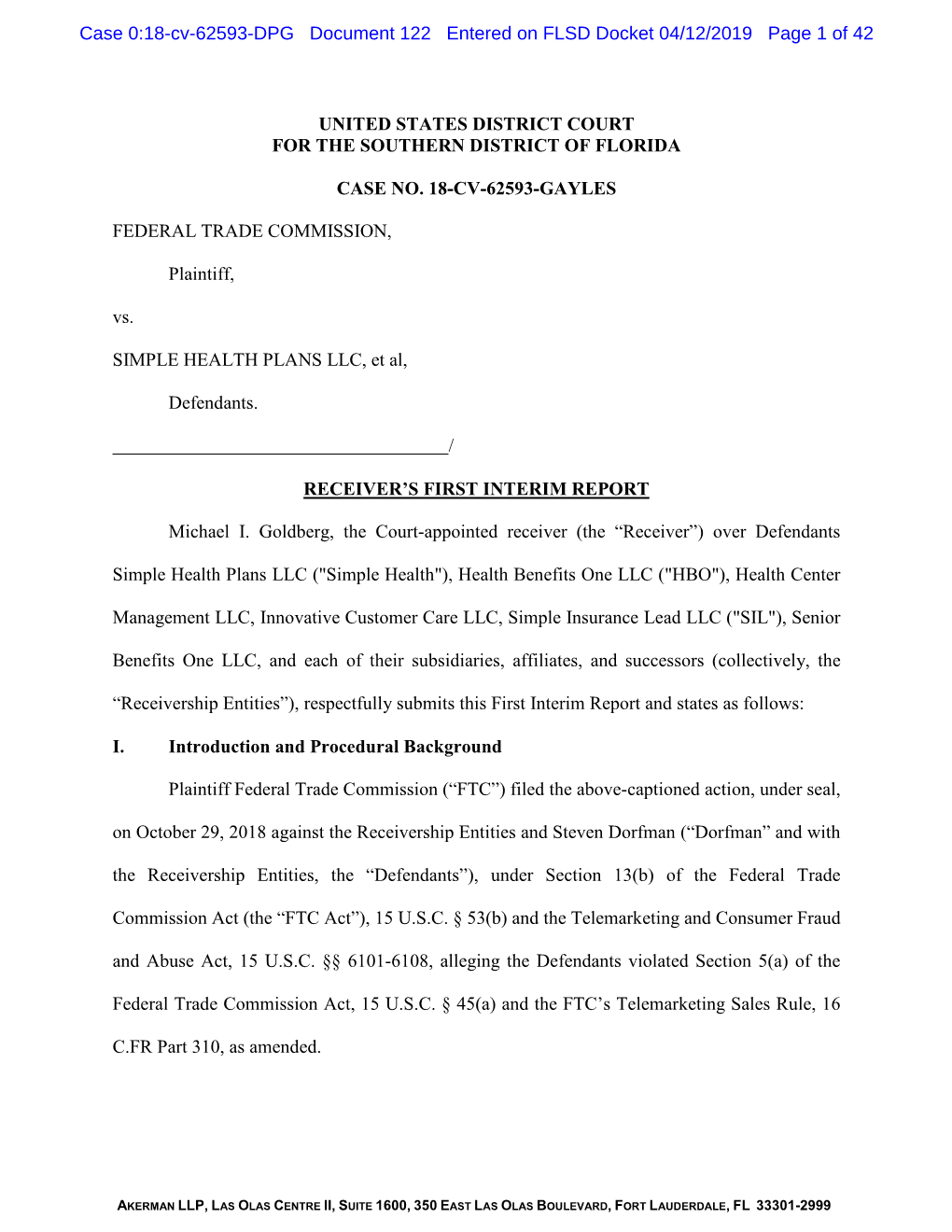 Case 0:18-Cv-62593-DPG Document 122 Entered on FLSD Docket 04/12/2019 Page 1 of 42