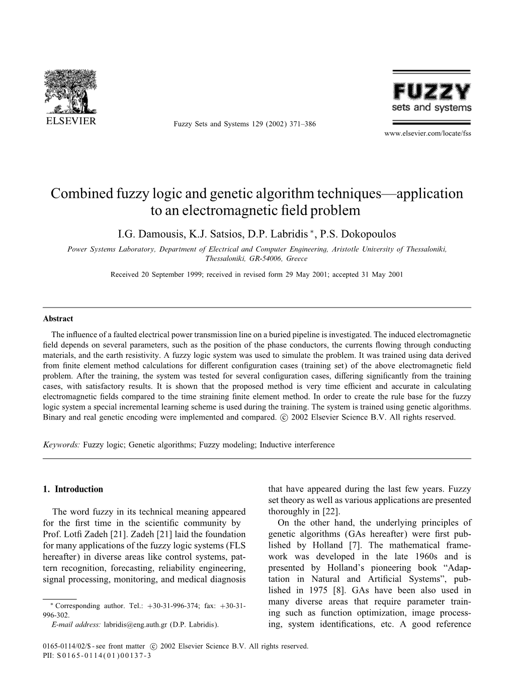 Combined Fuzzy Logic and Genetic Algorithm Techniques—Application to an Electromagnetic Field Problem