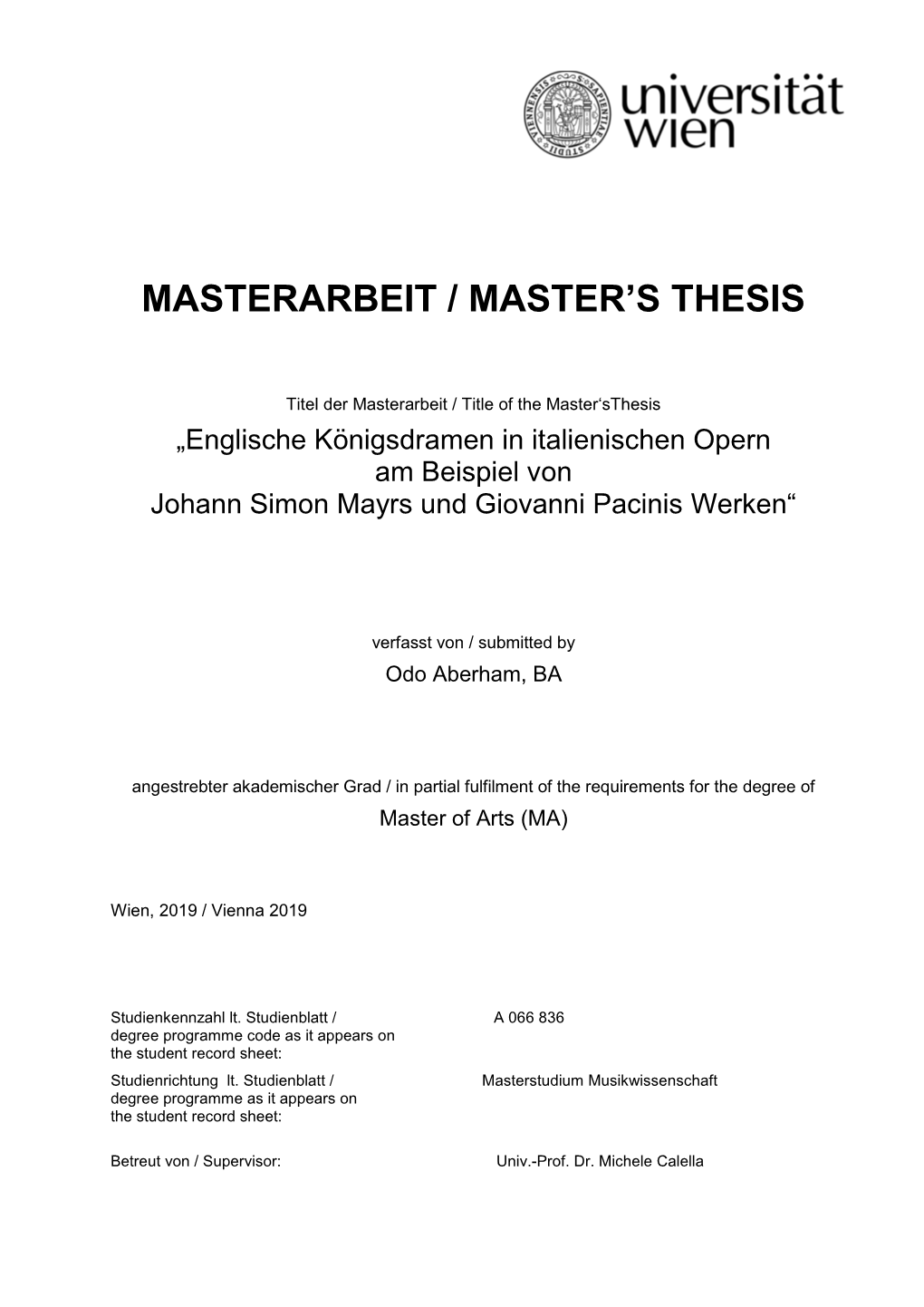 Masterarbeit / Master's Thesis