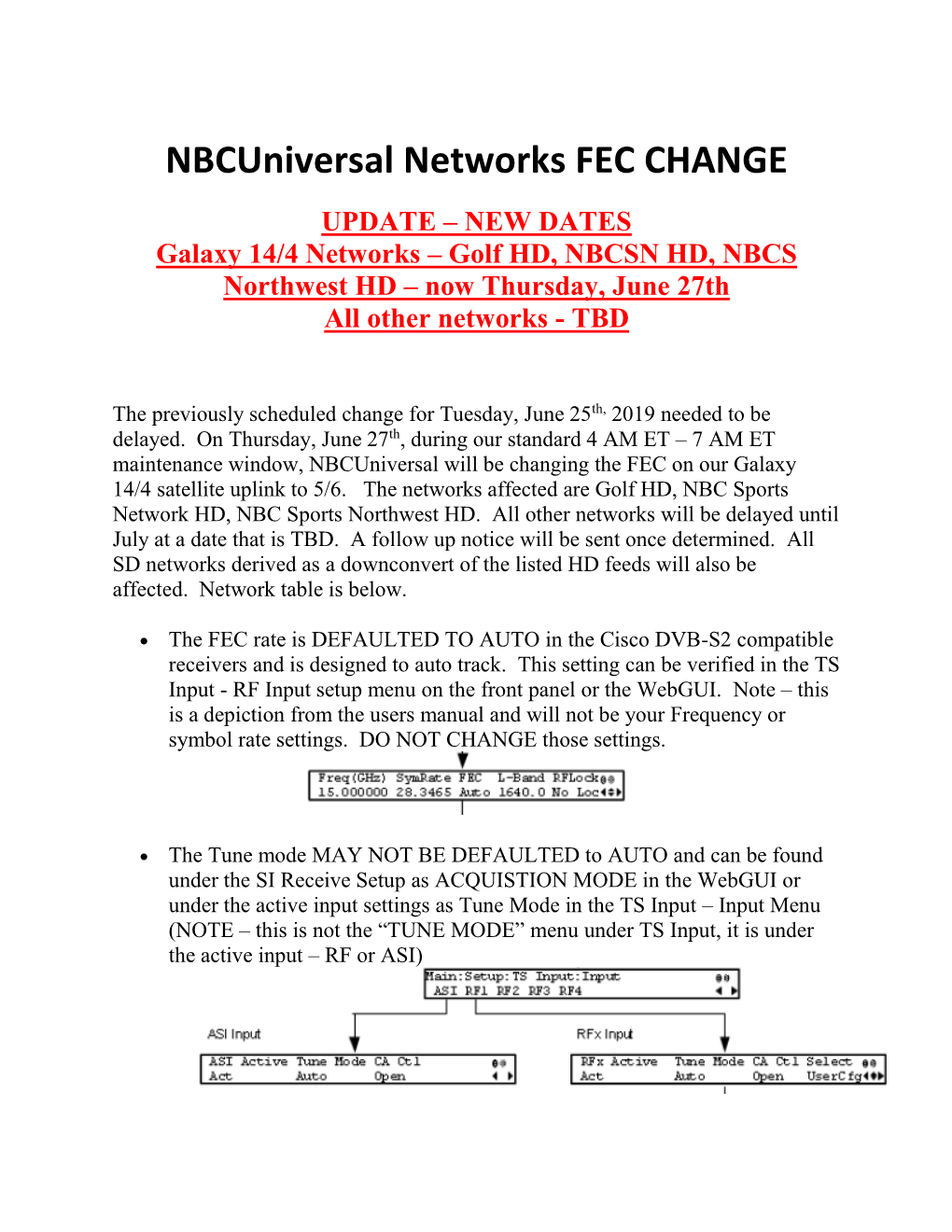 Nbcuniversal Networks FEC CHANGE