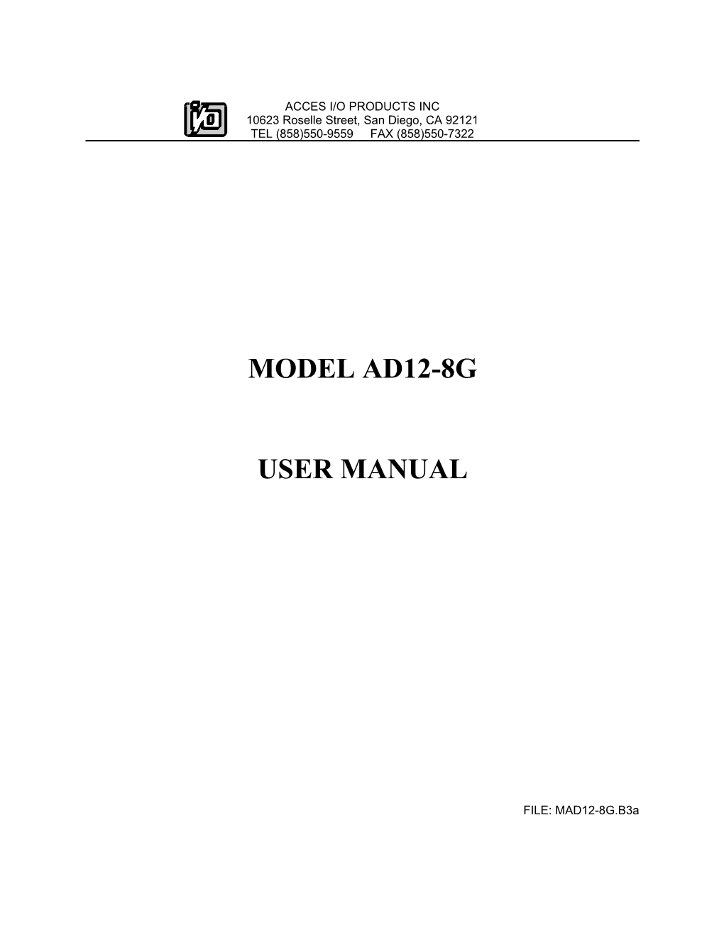 AD12-8G Manual