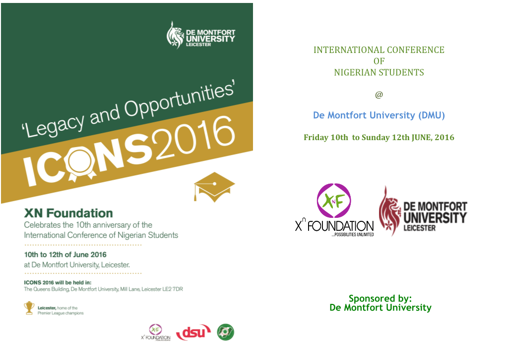 INTERNATIONAL CONFERENCE of NIGERIAN STUDENTS @ De
