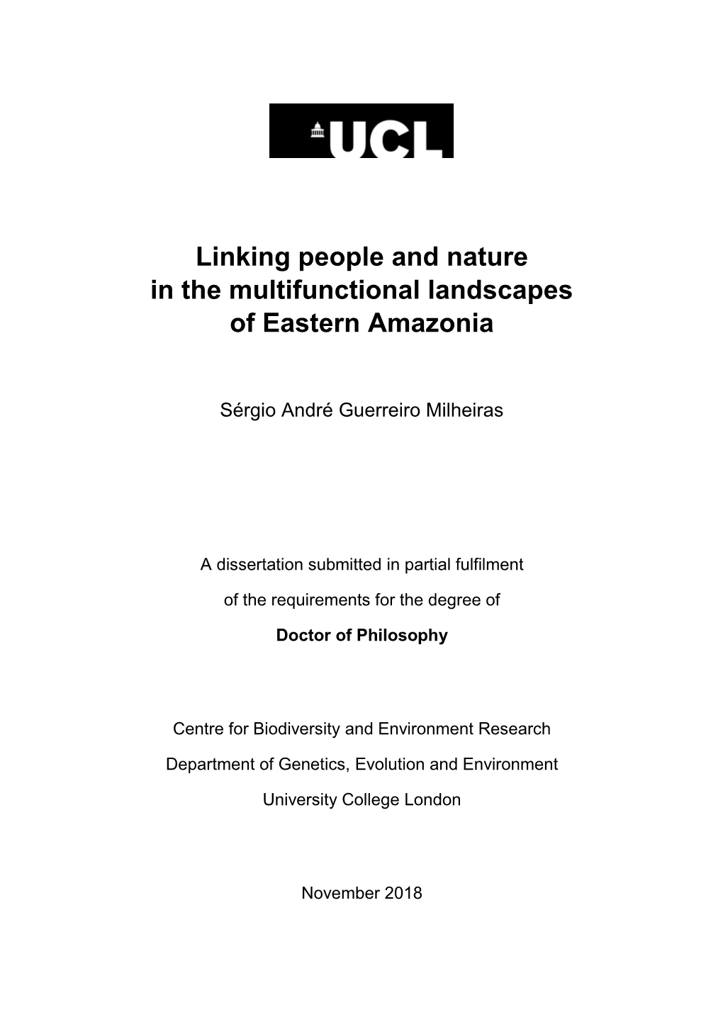 Linking People and Nature in the Multifunctional Landscapes of Eastern Amazonia