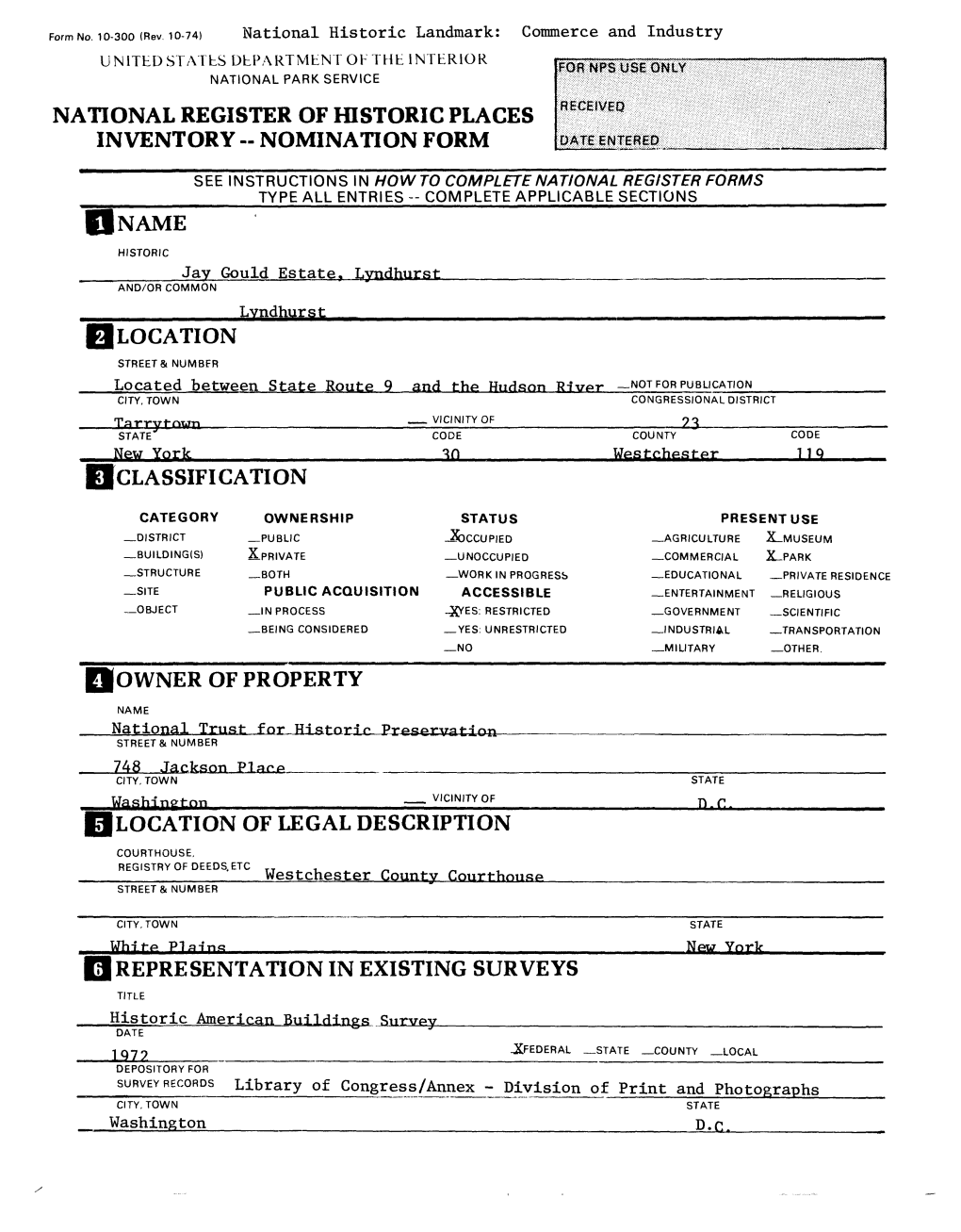 National Register of Historic Places Inventory -- Nomination Form