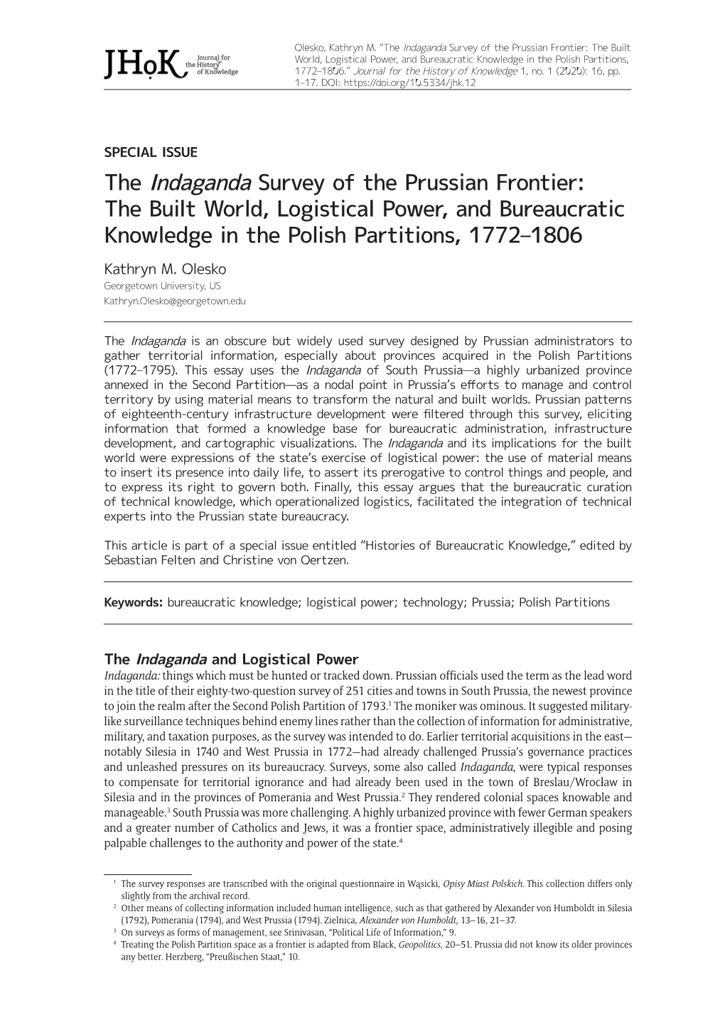 The Indaganda Survey of the Prussian Frontier: the Built World, Logistical