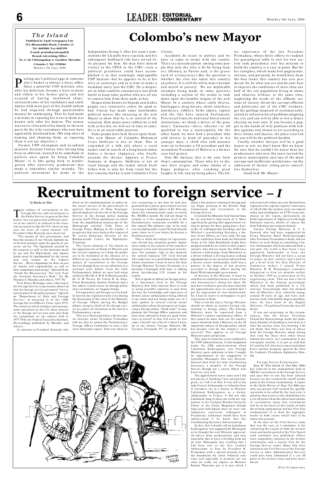 Recruitment to Foreign Service