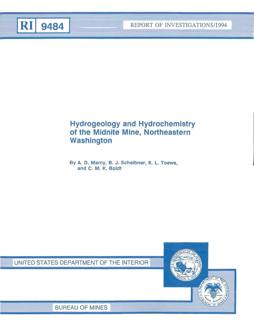 Hydrogeology and Hydrochemistry of the Midnite Mine, Northeastern Washington