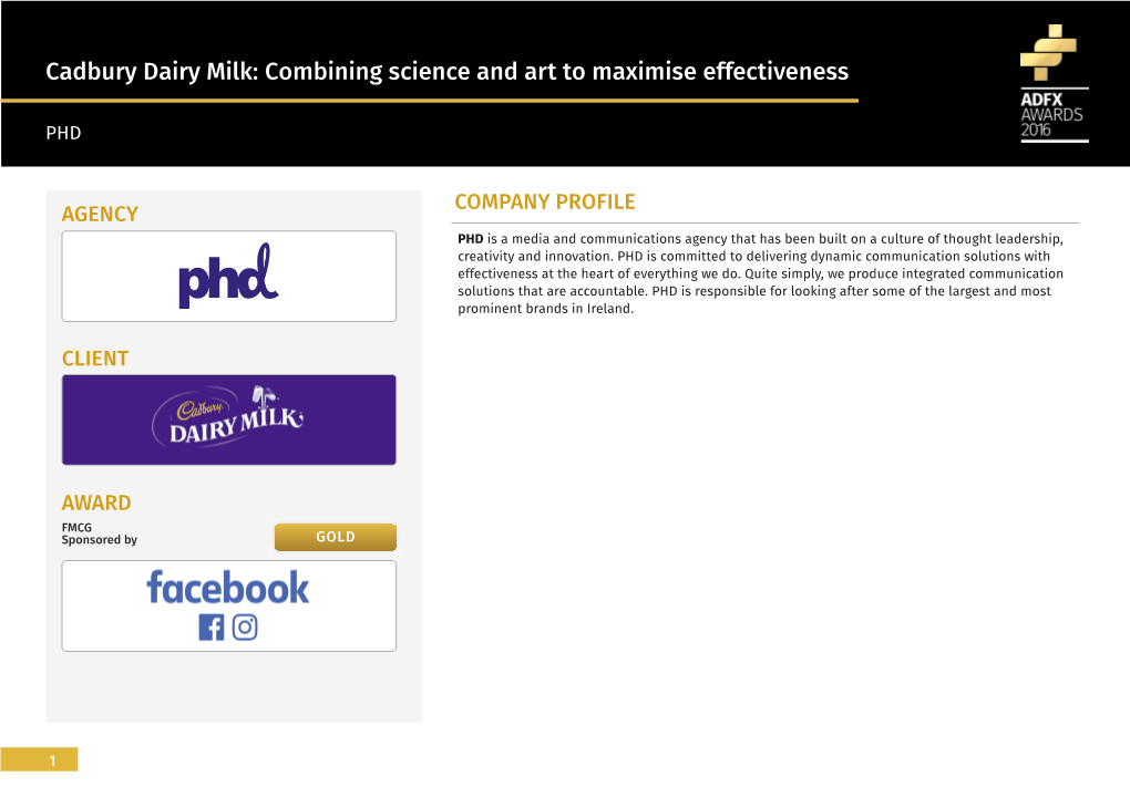 Cadbury Dairy Milk: Combining Science and Art to Maximise Effectiveness
