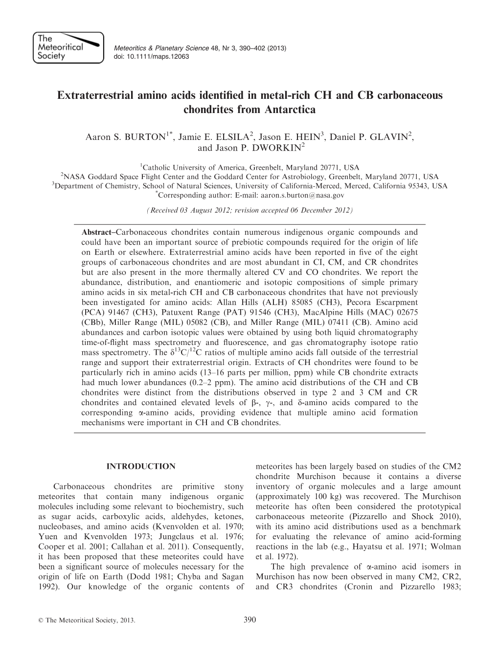 Extraterrestrial Amino Acids Identified in Metalrich CH and CB