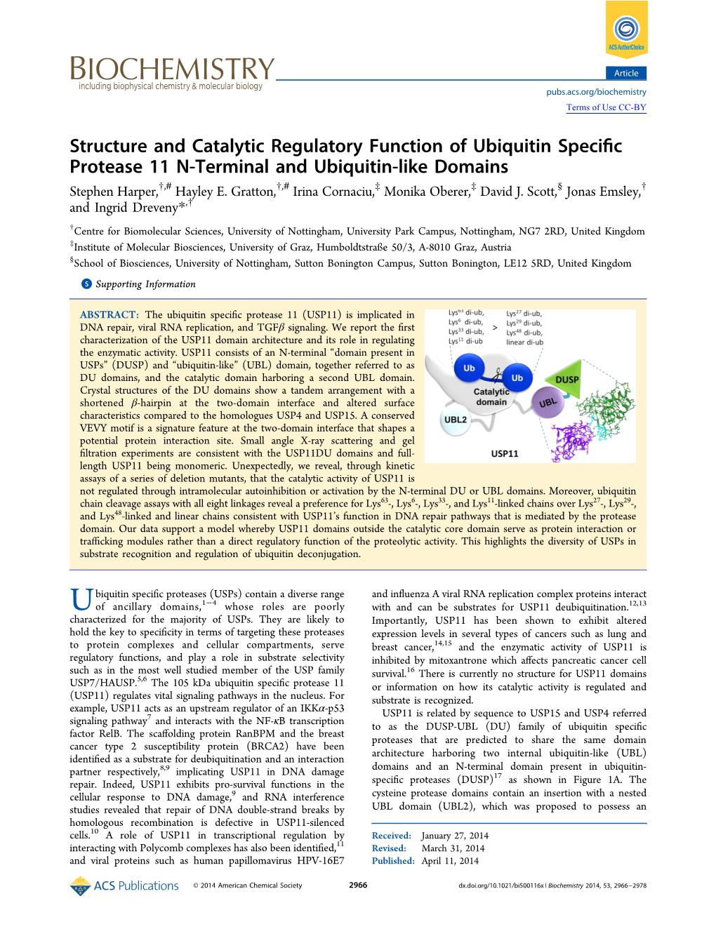 Structure and Catalytic Regulatory Function of Ubiquitin Specific