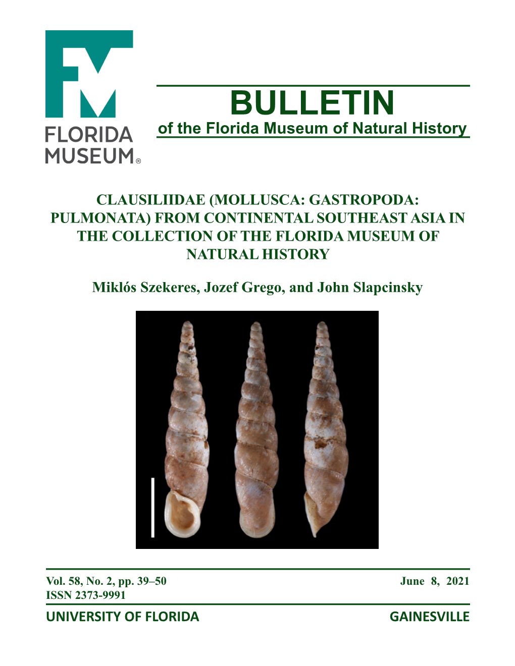 BULLETIN of the Florida Museum of Natural History
