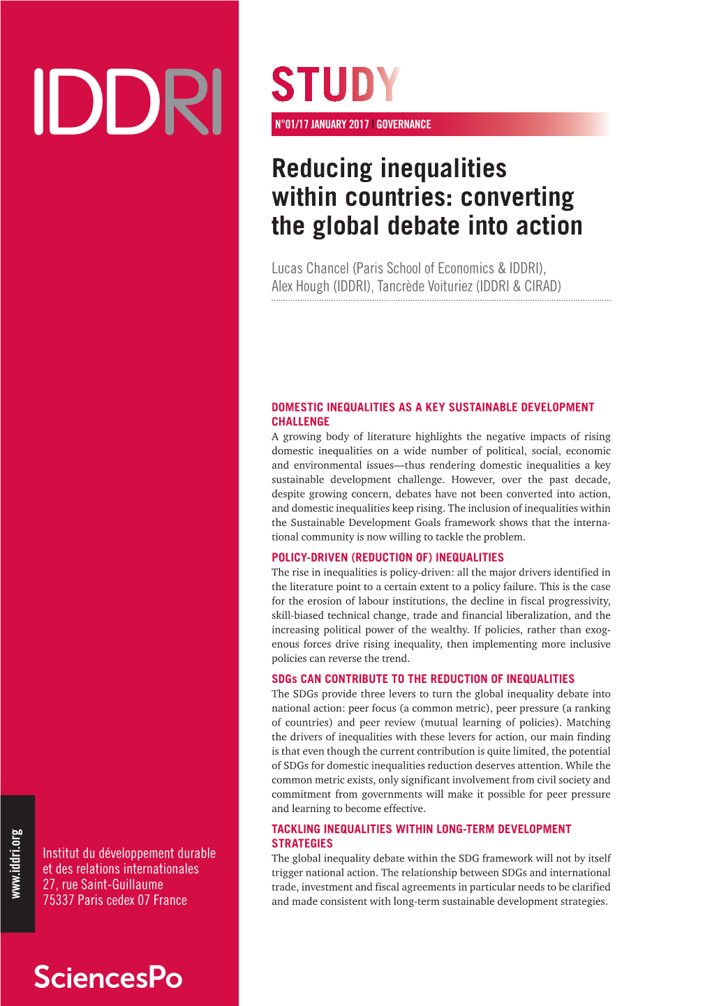 Reducing Inequalities Within Countries: Converting the Global Debate Into Action