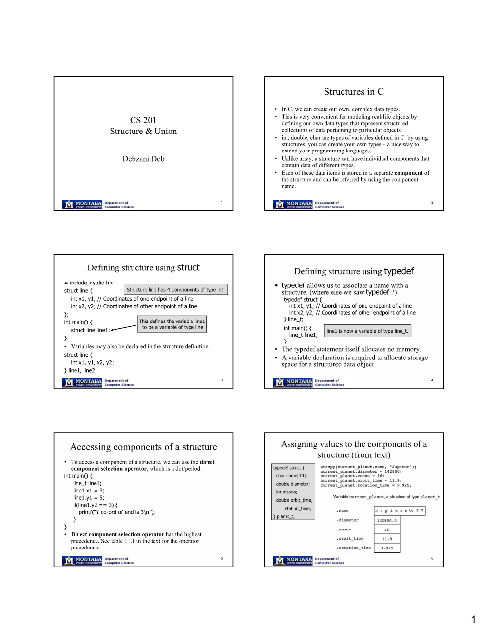 Structures in C Accessing Components of a Structure