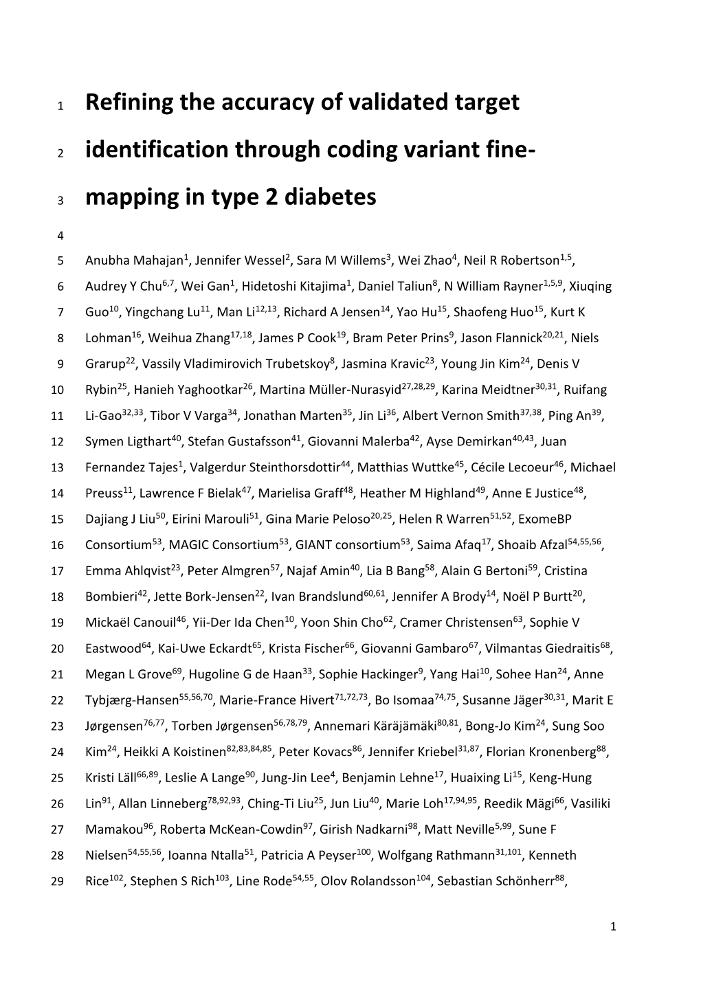 Refining the Accuracy of Validated Target Identification Through Coding Variant Fine- Mapping in Type 2 Diabetes