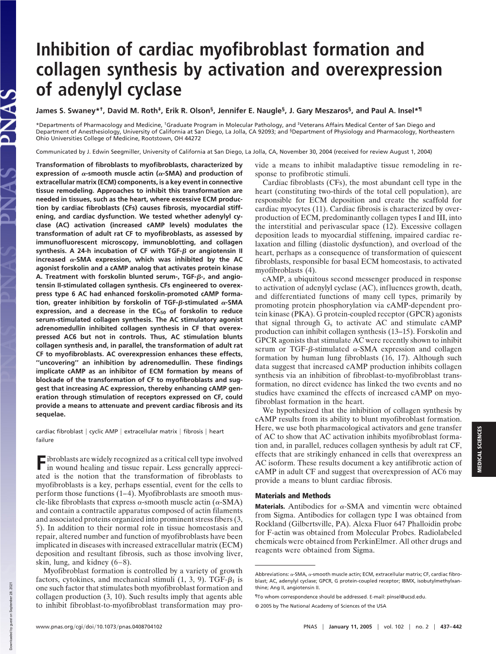 Inhibition of Cardiac Myofibroblast Formation and Collagen Synthesis by Activation and Overexpression of Adenylyl Cyclase