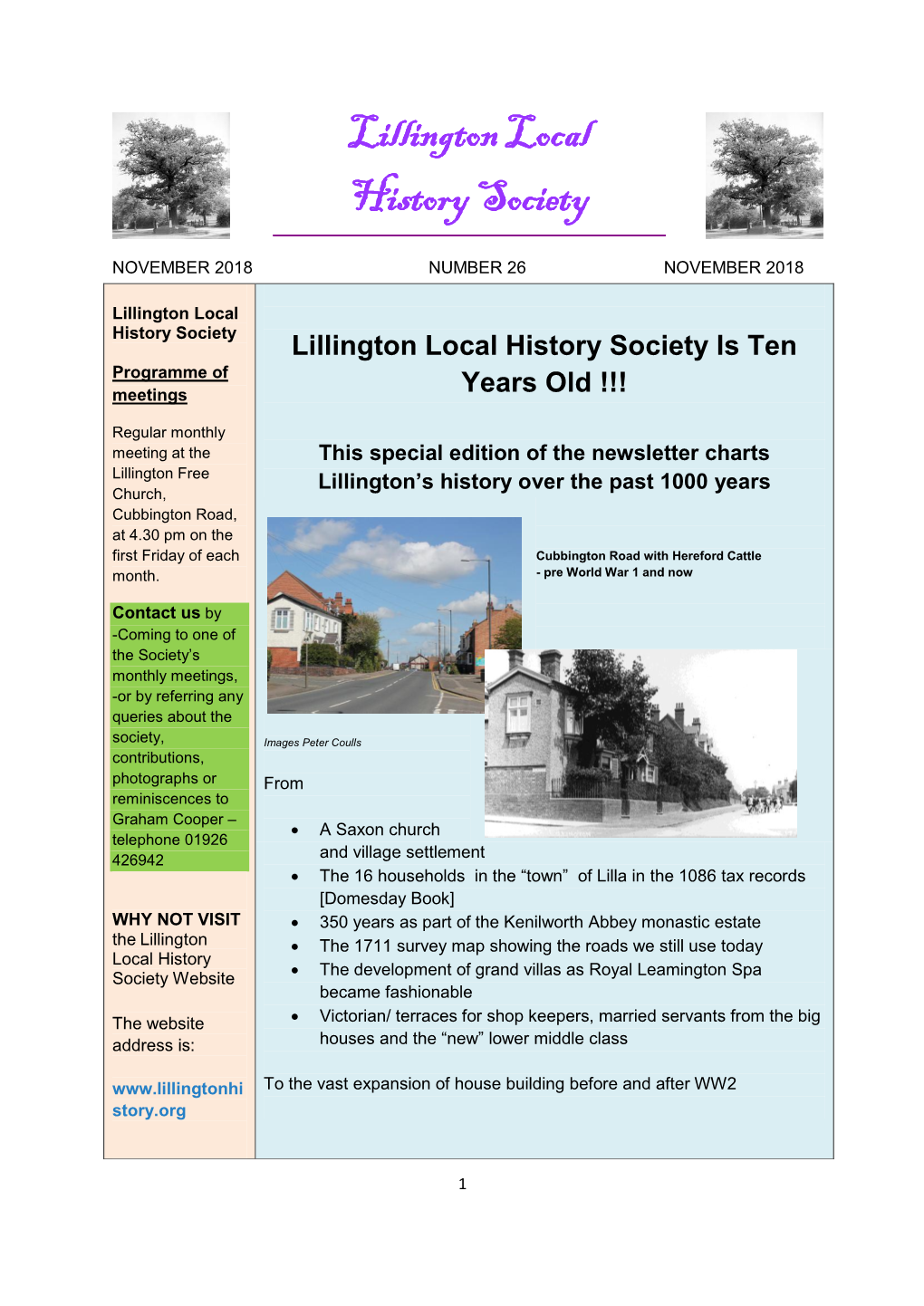 Lillington Local History Society Is Ten Years