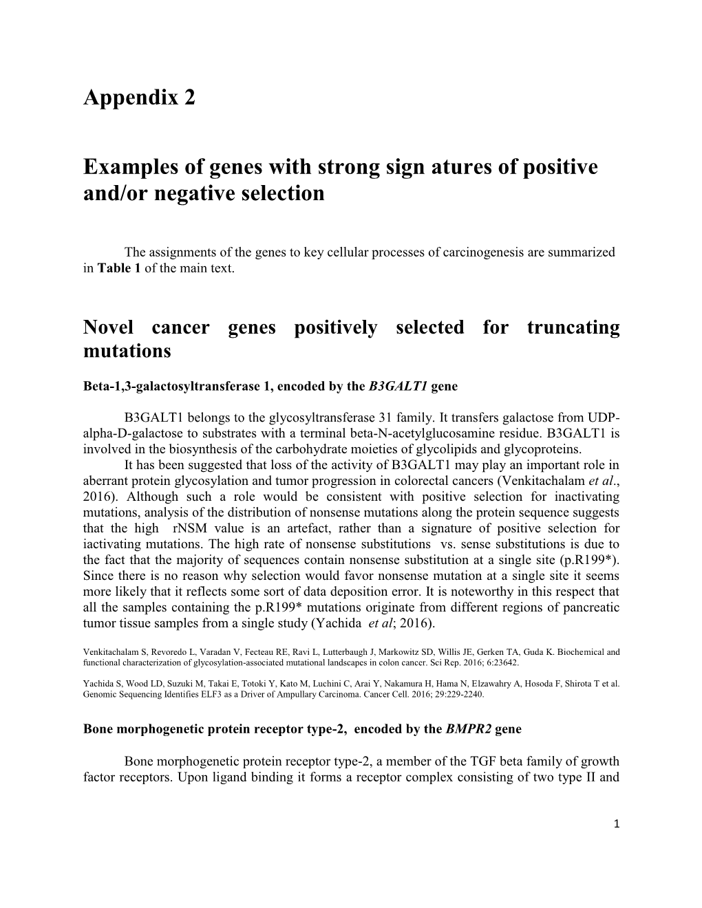 Appendix 2 Examples of Genes with Strong Sign Atures of Positive And/Or