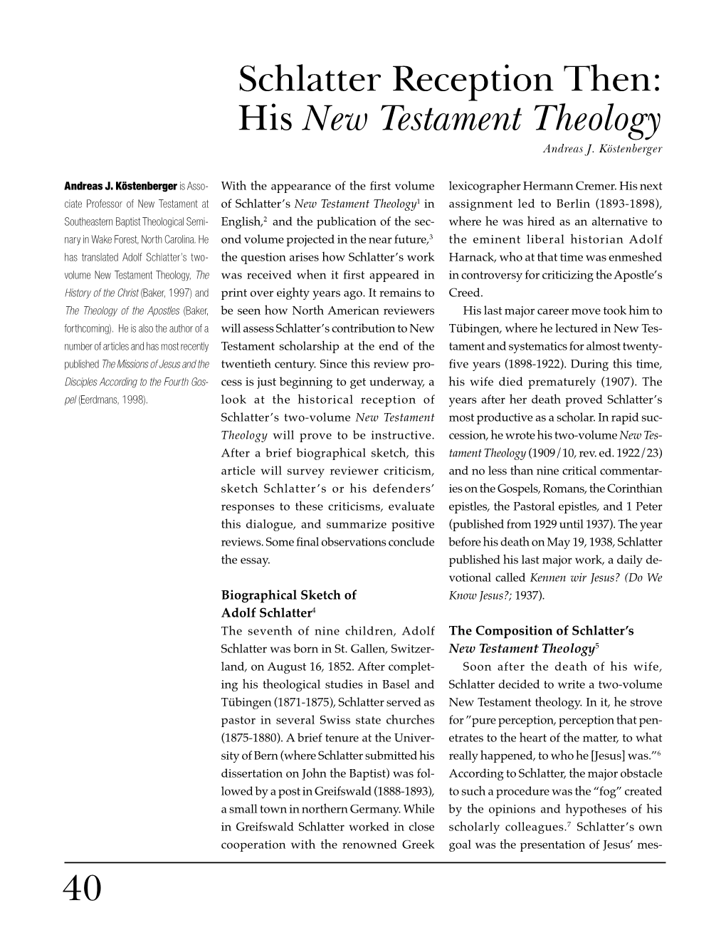 His New Testament Theology Andreas J