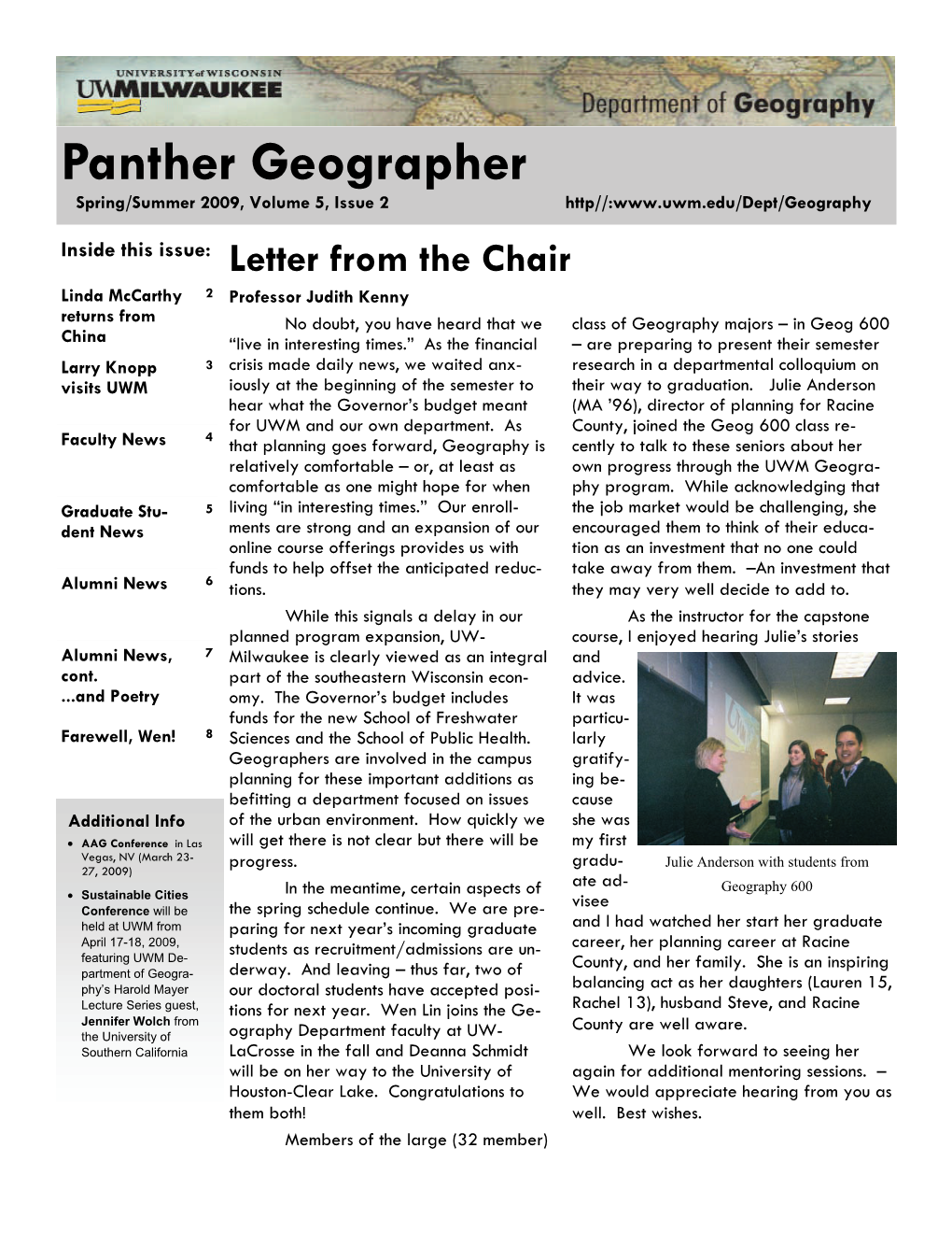 Newsletter 2009 Spring/Summer