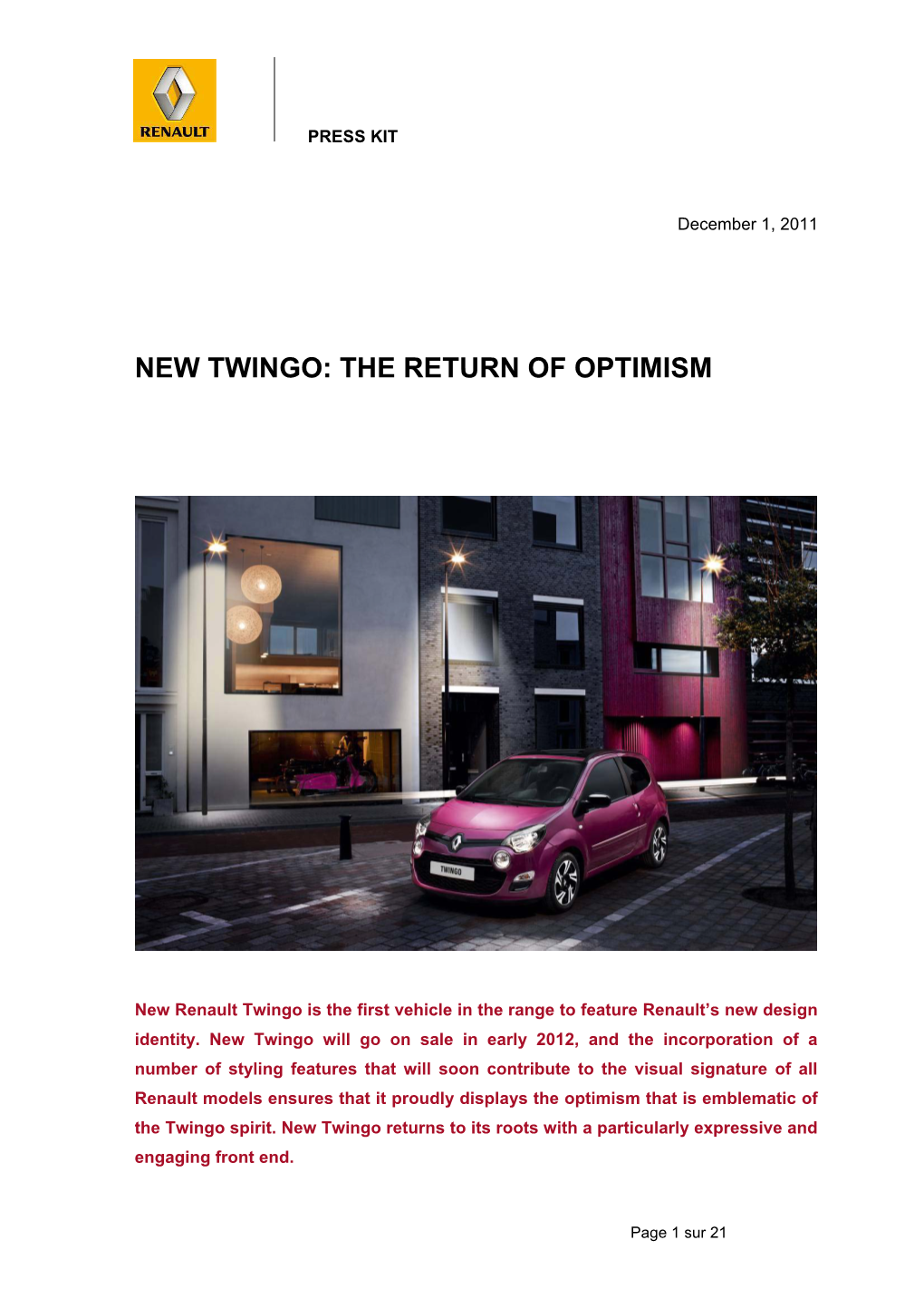 New Twingo: the Return of Optimism