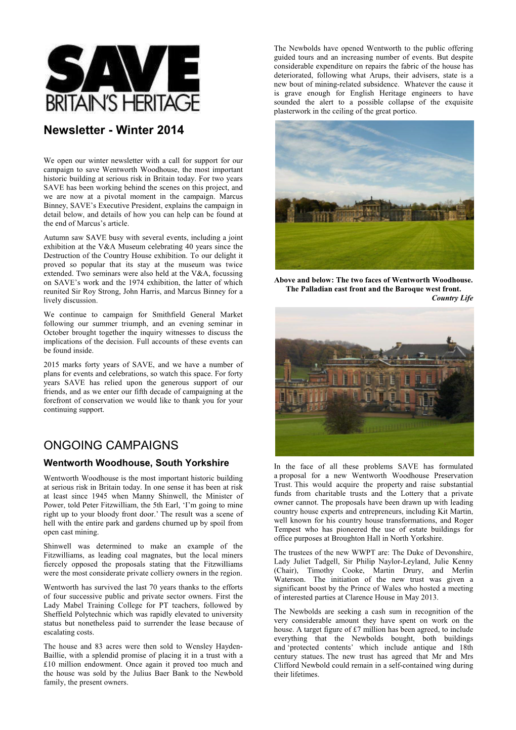 Newsletter - Winter 2014