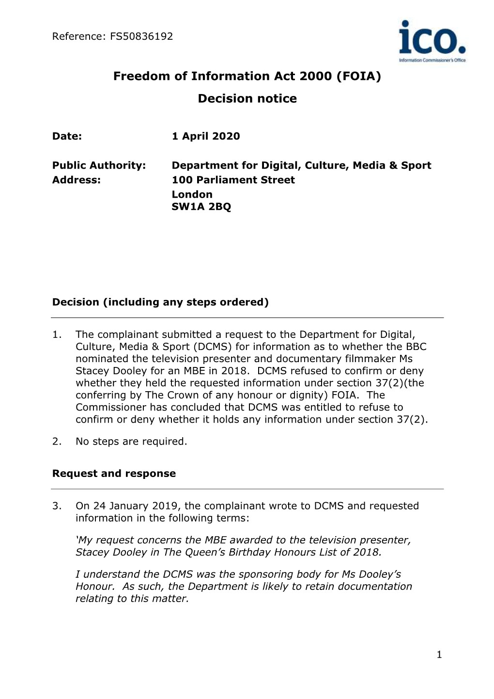 FOIA-EIR Decision Notice Template