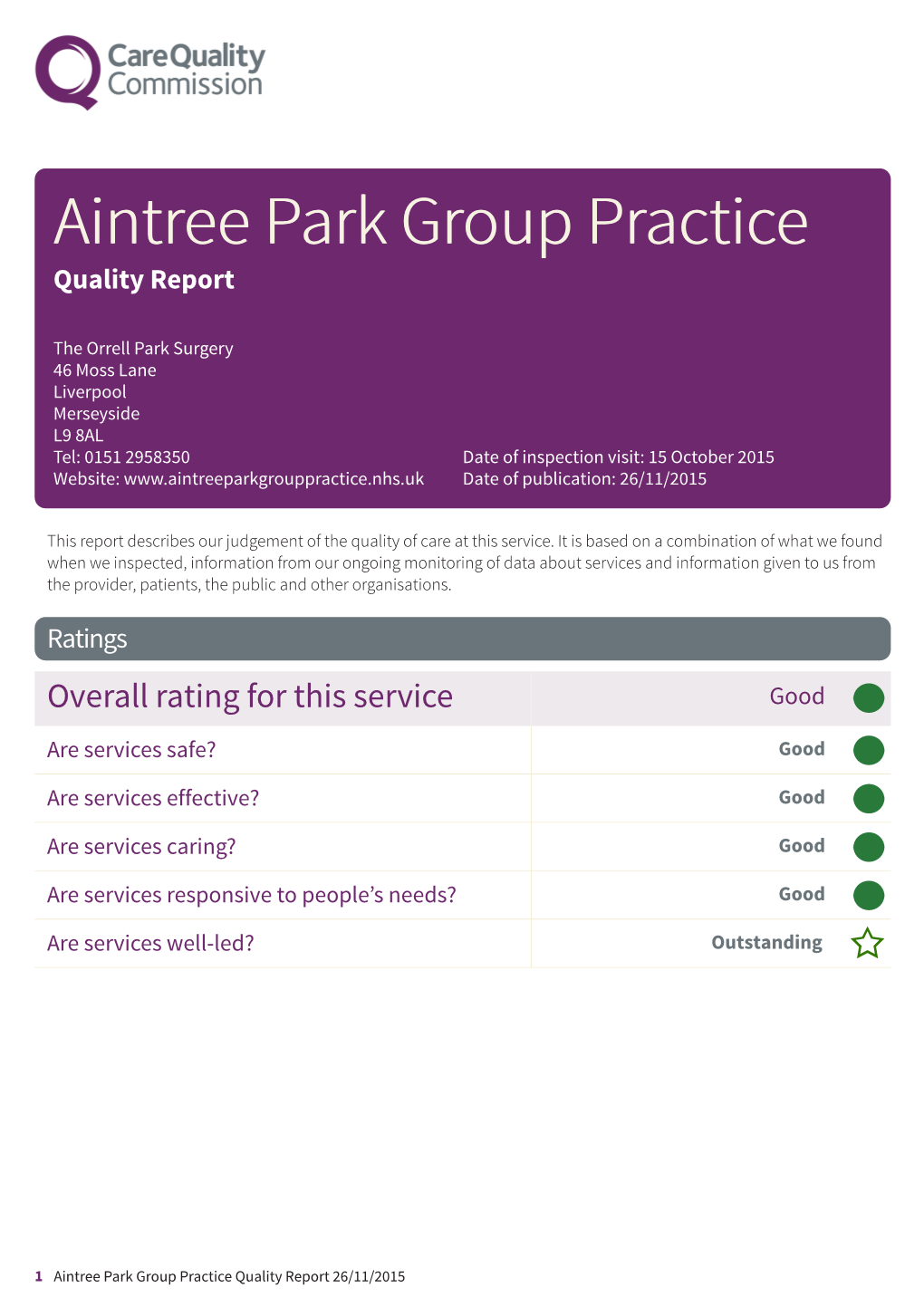 Aintree Park Group Practice Newapproachcomprehensive Report