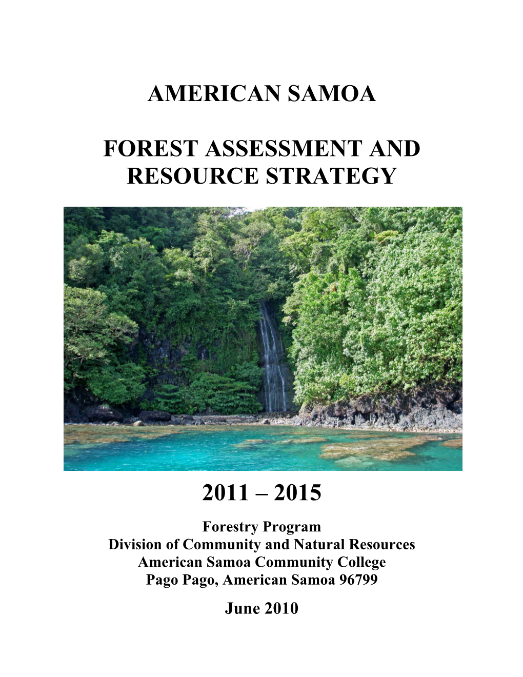 American Samoa's Forest Action Plan