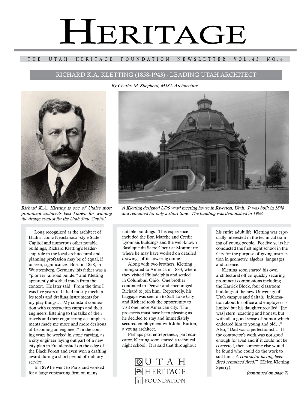 Heritage Foundation Newsletter Vol.43 No.4