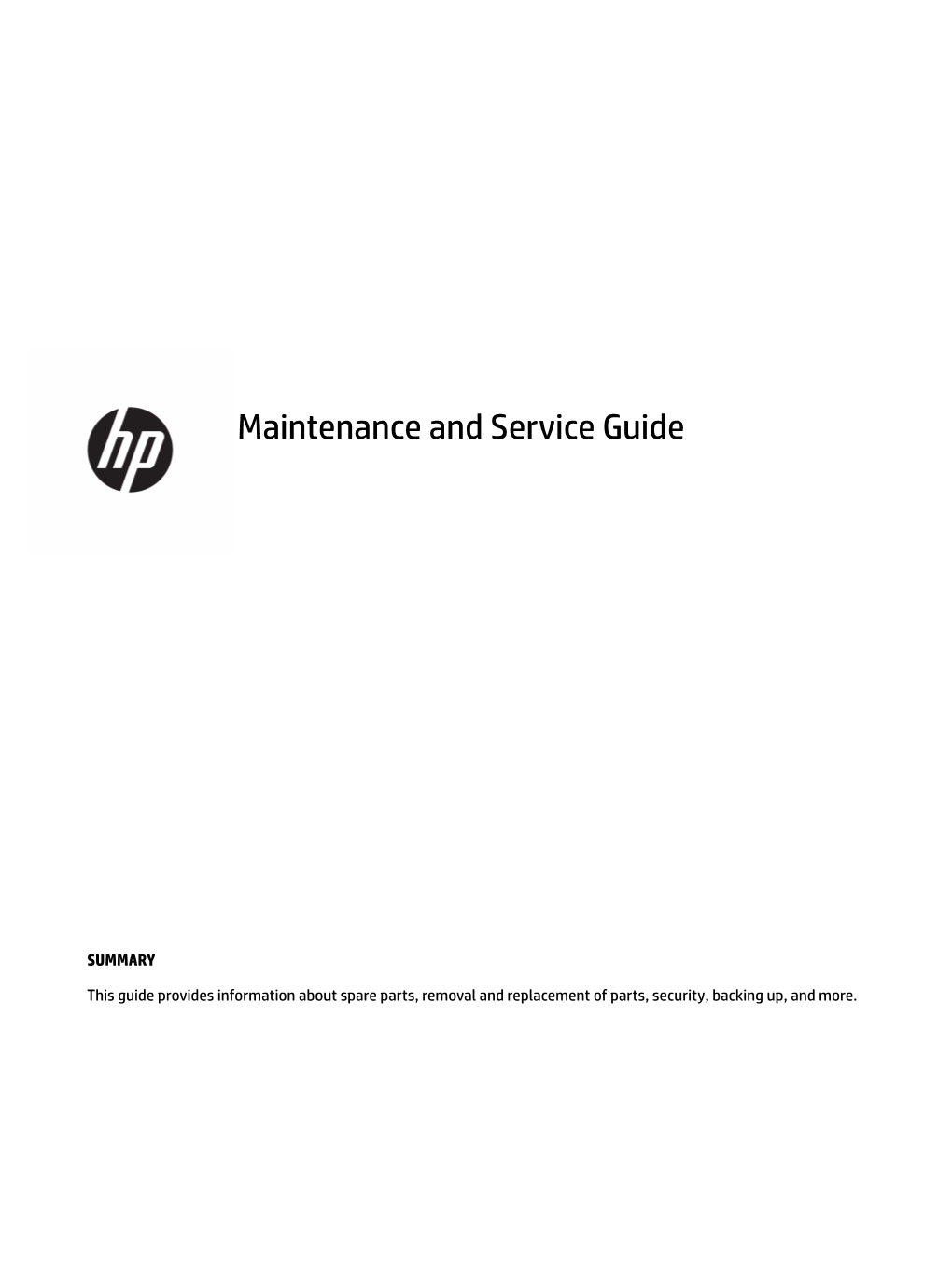 Maintenance and Service Guide