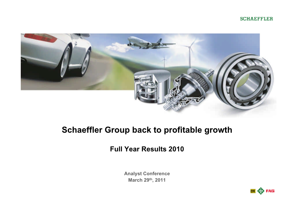 Schaeffler Group Back to Profitable Growth